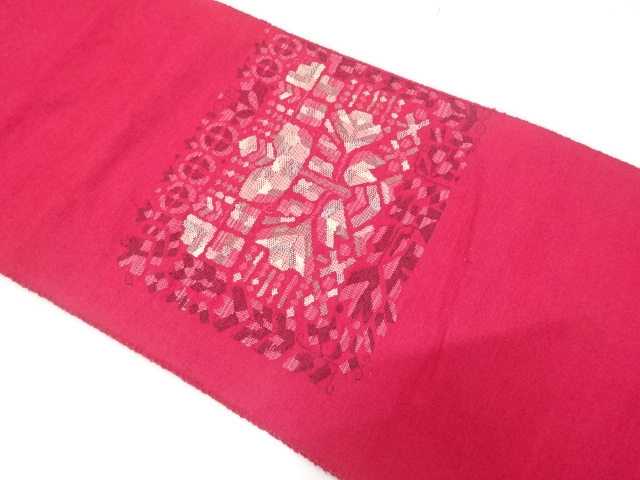 アンティーク　花更紗模様織り出し名古屋帯（着用可）